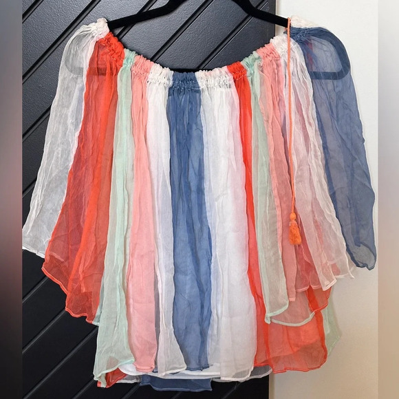 Chiffon rainbow multicolor blouse. Size 4. Excellent condition. Hardly worn. - Picture 3 of 3